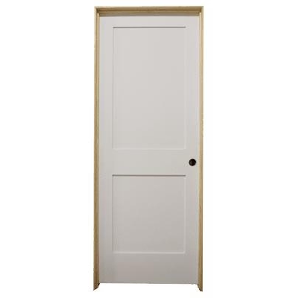 18 in x 80 in White 2-Panel Shaker Solid Core Primed MDF Prehung Interior Door